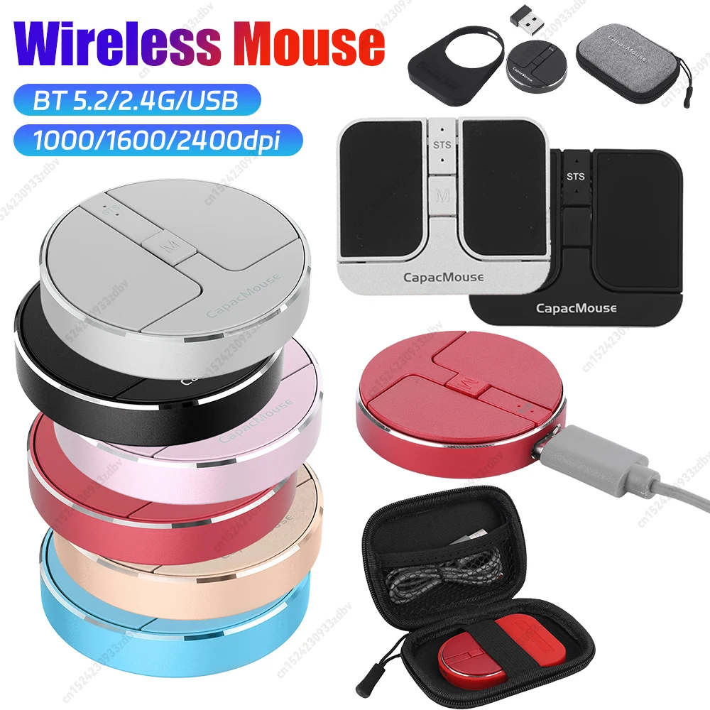 Wireless Mice 3 Adjustable DPI Mini Capacitive Mouse Cordless Mice Rechargeable with USB Receiver for PC Laptop Notebook Desktop