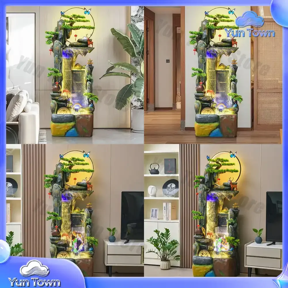Rockery flowing water fountain landscape circulating water office living room decoration fish pond feng shui wheel
