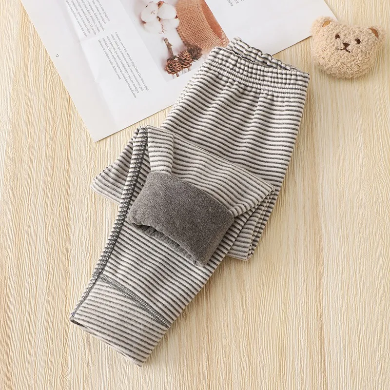 2026 بناطيل أطفال الحرارية بانت شتاء جديد طفل الفتيات الصوف سميكة طماق الاطفال قاع الفتيان مخطط طويل جونز #4