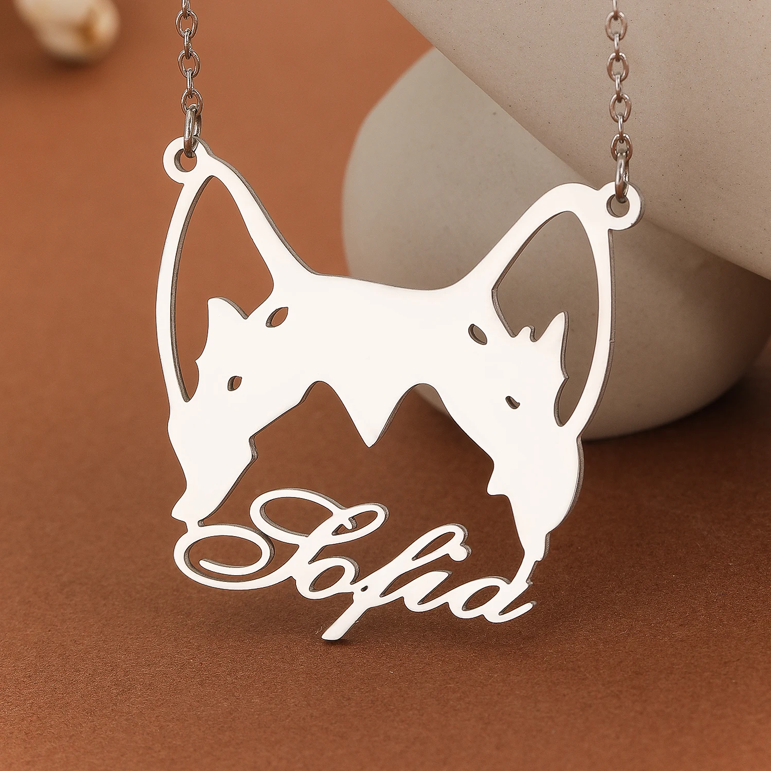 Custom Alaska Malamute Name Necklace Personalized Stainless Steel Metal Necklace Simple Style Women's Jewelry Birthday Gift