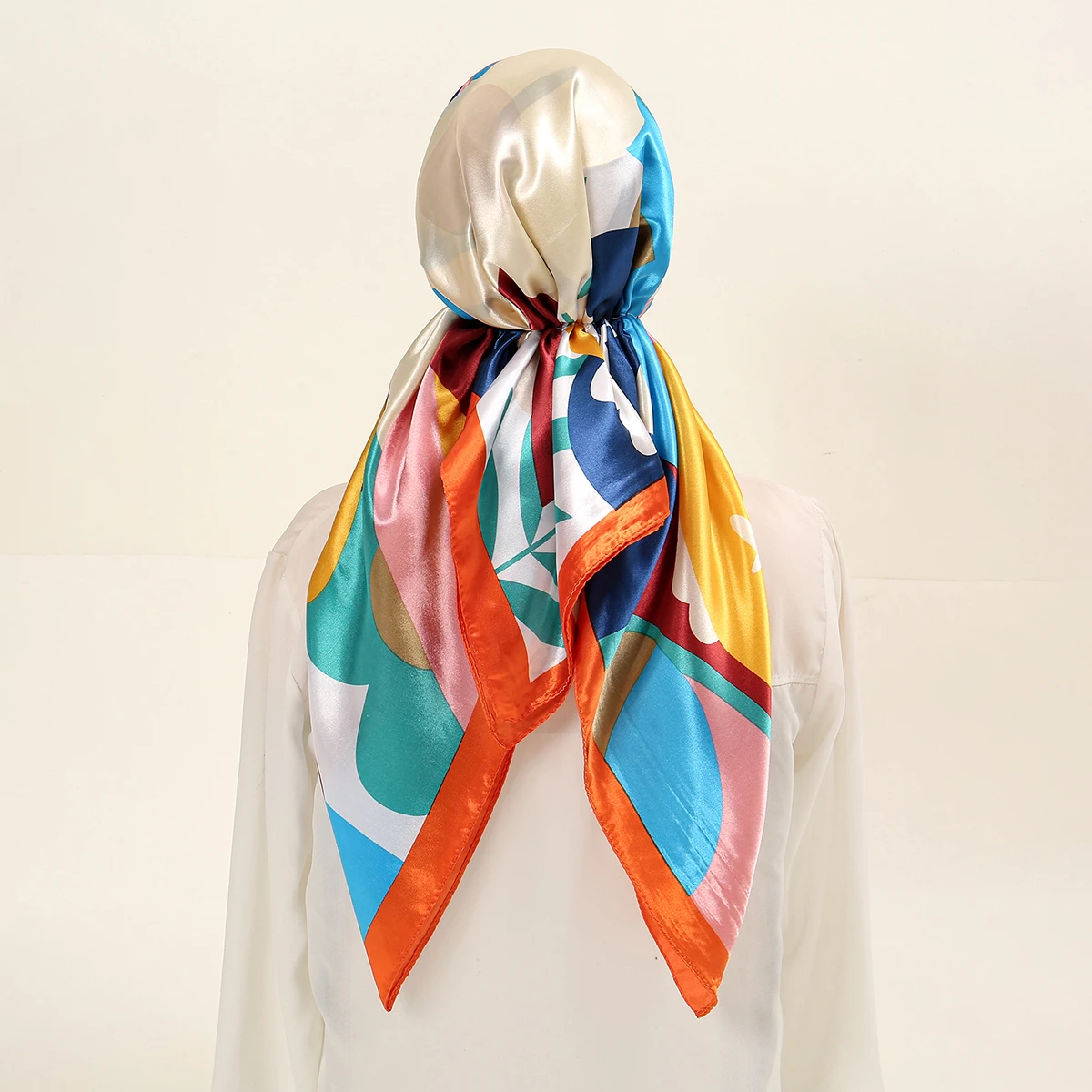 Wholesale Printed Silk Scarf Hijab Satin Women Turban Foulard Bandana Headscarf Elastic Sunscreen Hijabs Scarves Hair Accessory