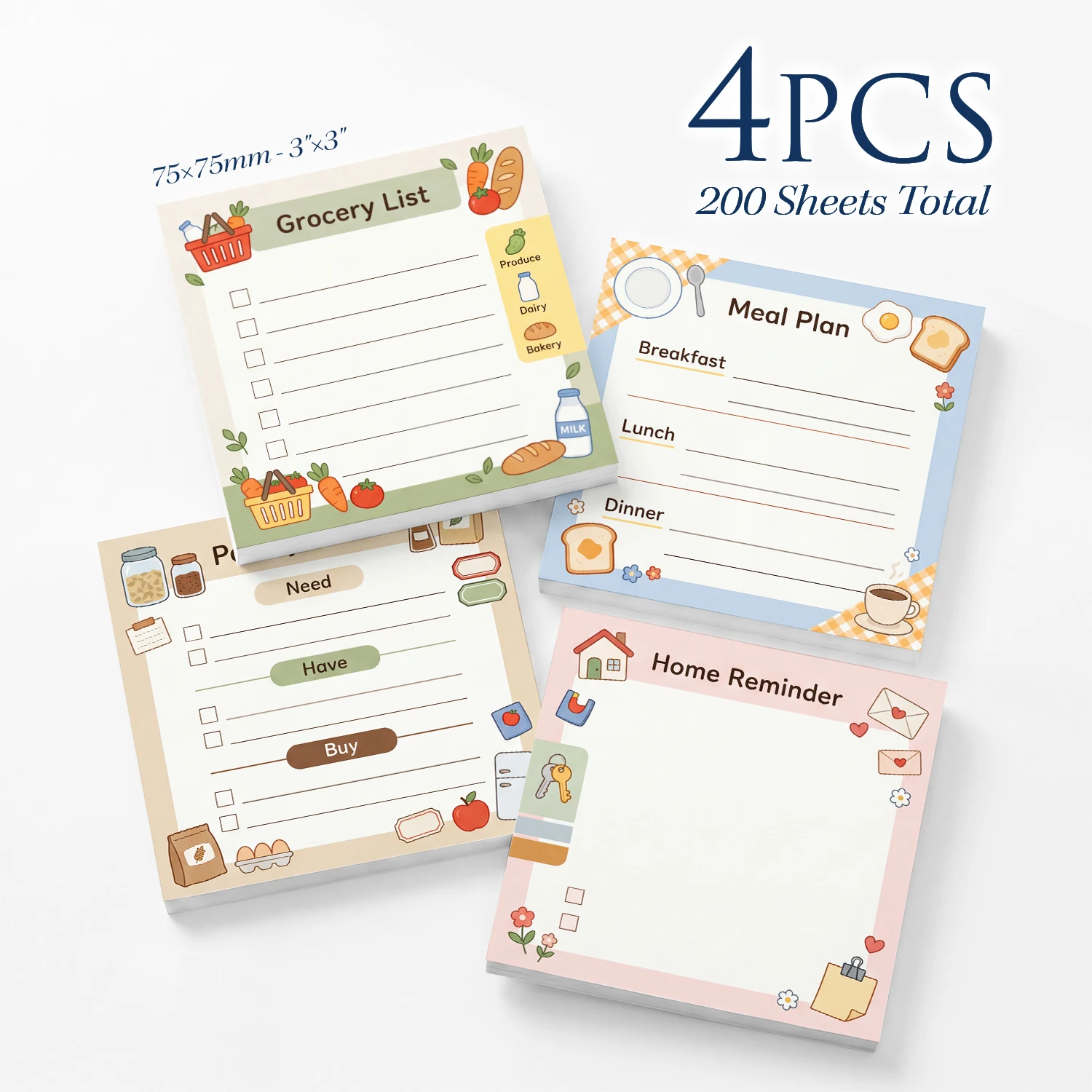 Meal Plan Notepad - Juego de 4 blocs de notas