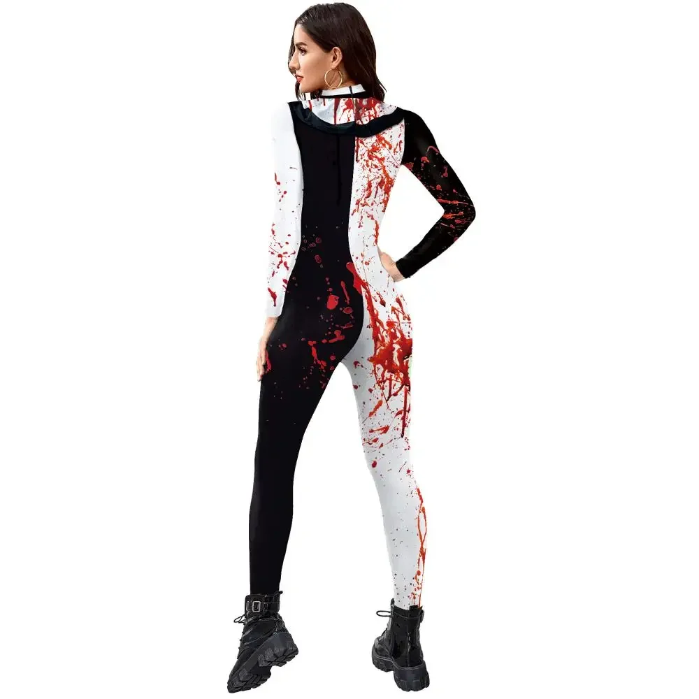 Halloween Blood Clown Cosplay Costume Adult Kid Halloween Suit Fancy Family Matching Suit Zentai Bodysuit Movie Scary Jumpsuit