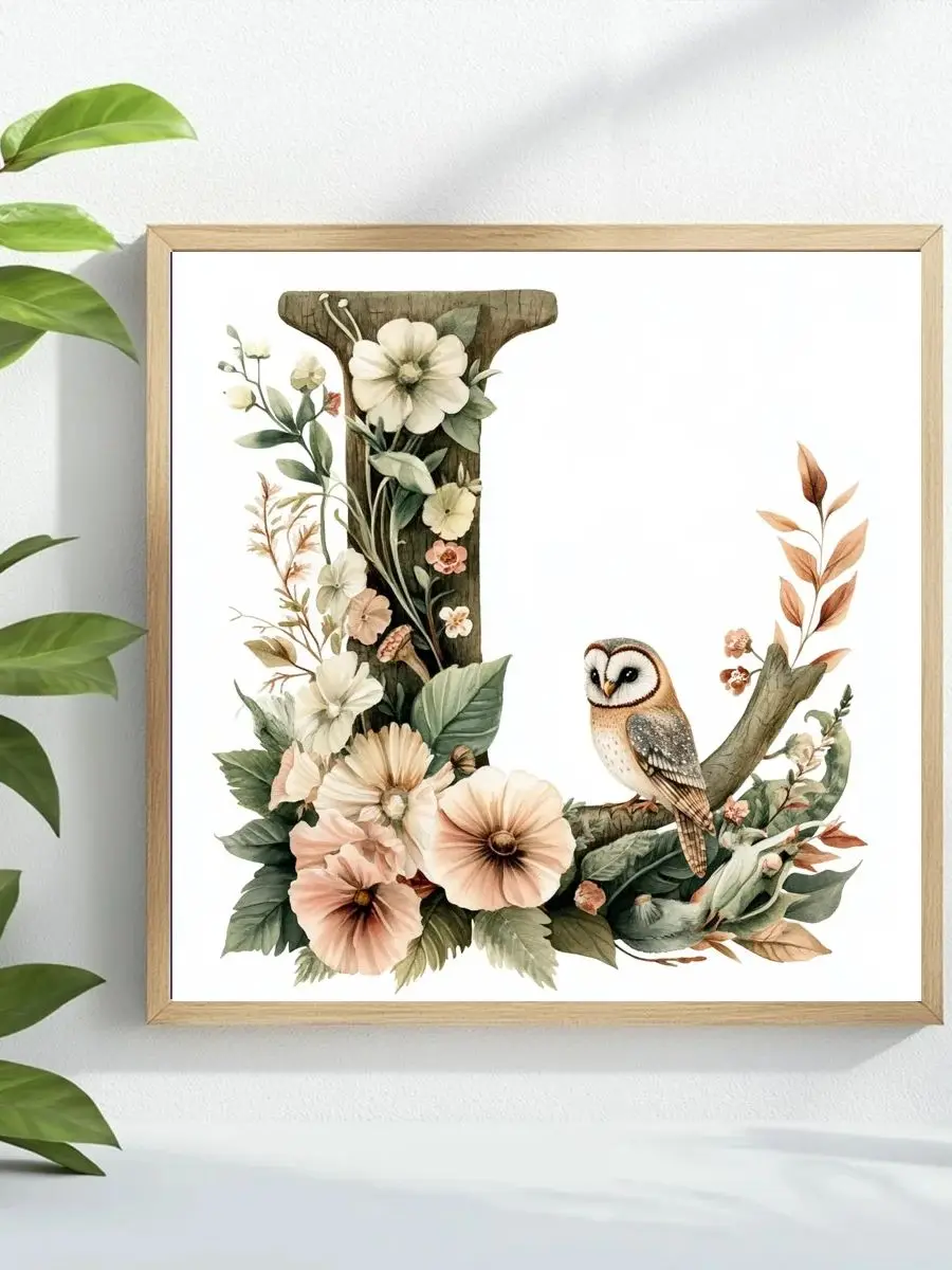 1 Stück 40X40CM/15,74 Zoll Künstlerische Blume - Buchstabe L Kreuzstich-Set DIY-Set 11CT/14CT als Geschenk Vollständige Stickerei Öko-Baumwollfaden – Detail 1