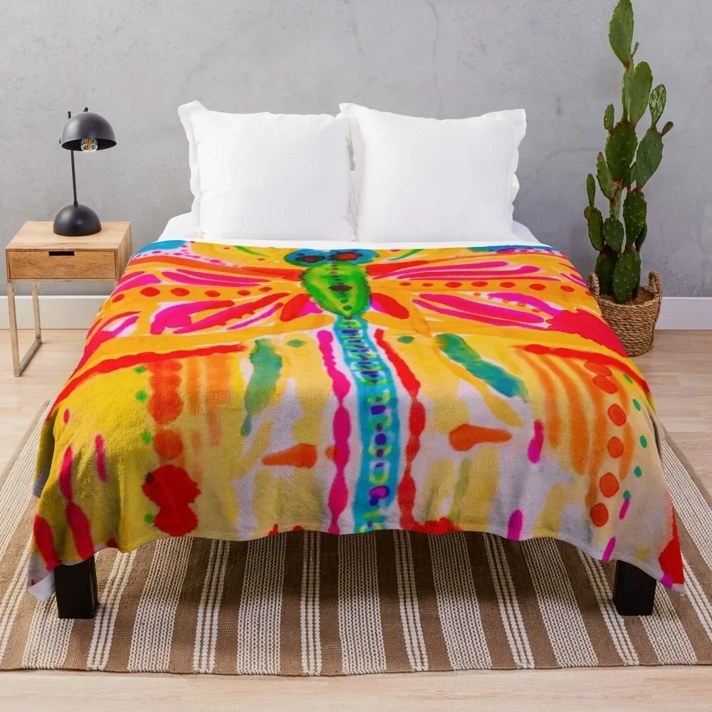 Dragonfly Burst Throw Blanket Bed linens Plaid on the sofa Blankets