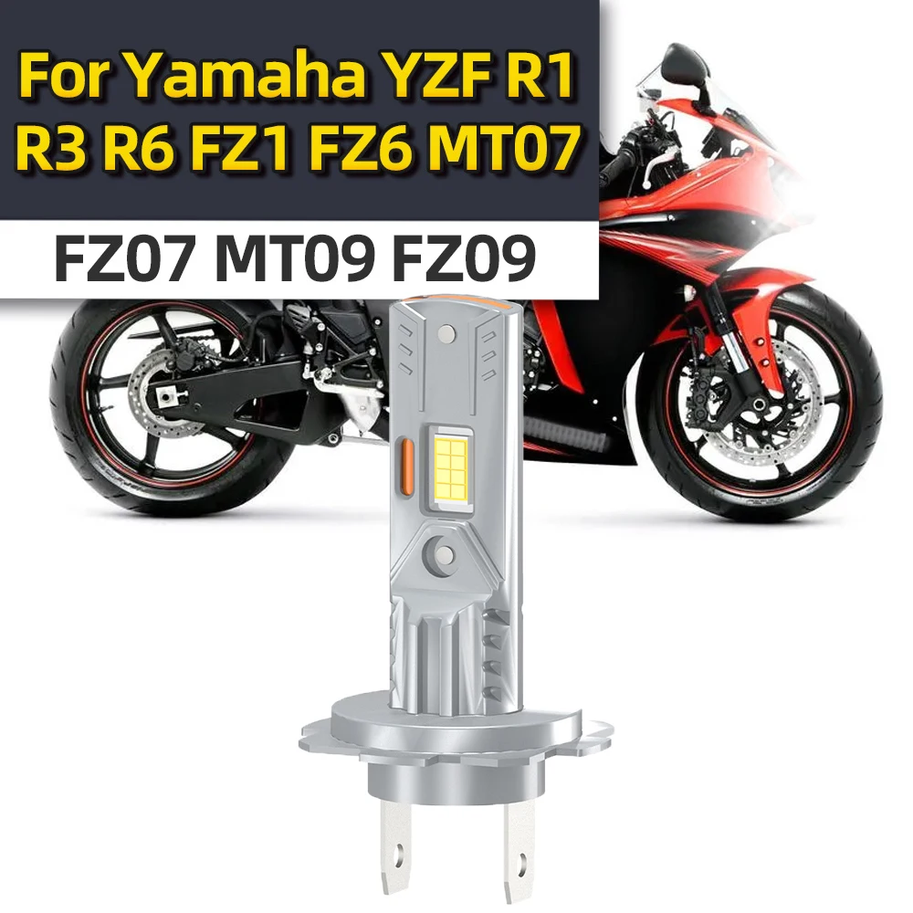 

For Yamaha YZF R1 R3 R6 FZ1 FZ6 MT07 FZ07 MT09 FZ09 Super Bright Motorcycle Headlight H7 LED Autobike Bulb 15000LM Wireless Lamp