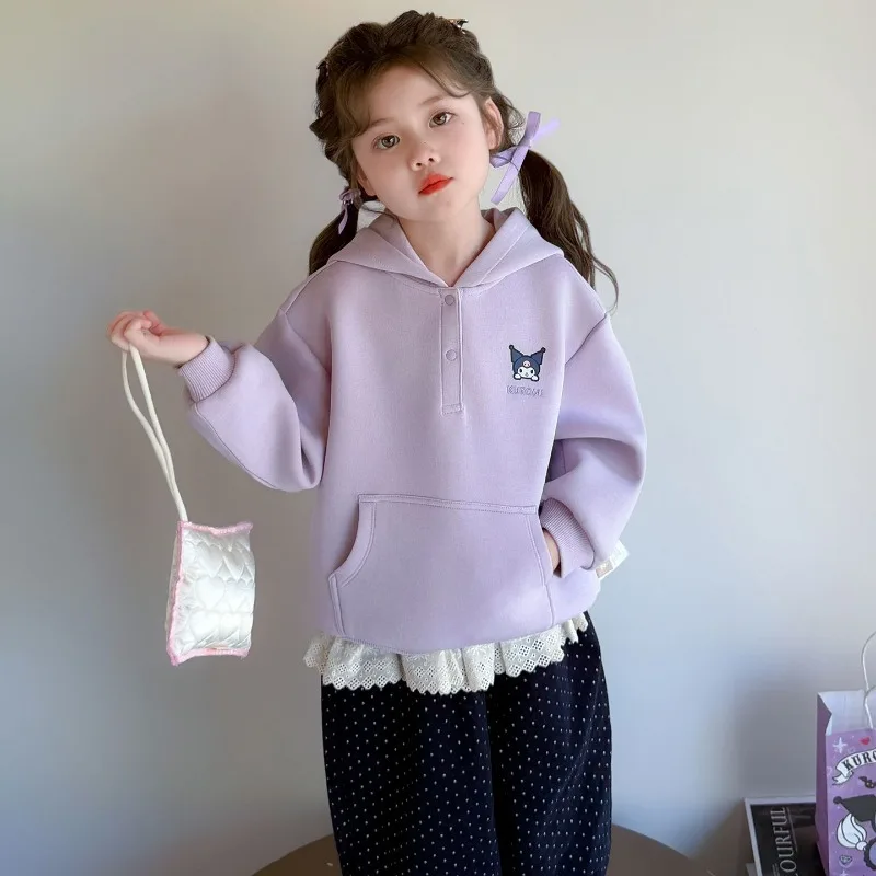 

Kawaii Kuromi Hello Kitty Sanrio Student Cute Cartoon Comfortable Warm Hoodie Children Long sleeved Sportswear Gift for Kids