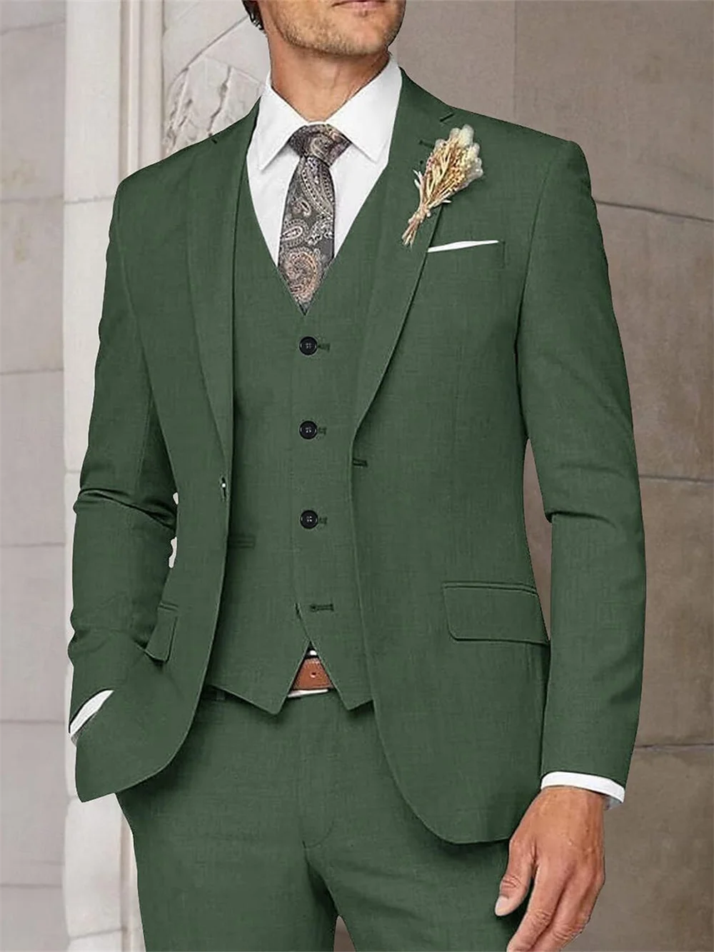 Conjunto de traje elegante de 3 uds para boda, traje liso Formal para fiesta, ropa clásica para ocasiones, conjunto de traje de novio elegante