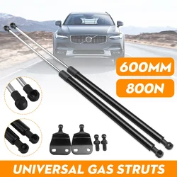 2Pcs 600mm 800N Universal Car Front Cover Bonnet Hood Rear Trunk Tailgate Boot Gas Struts Spring Kits With Brackets For Car Boat