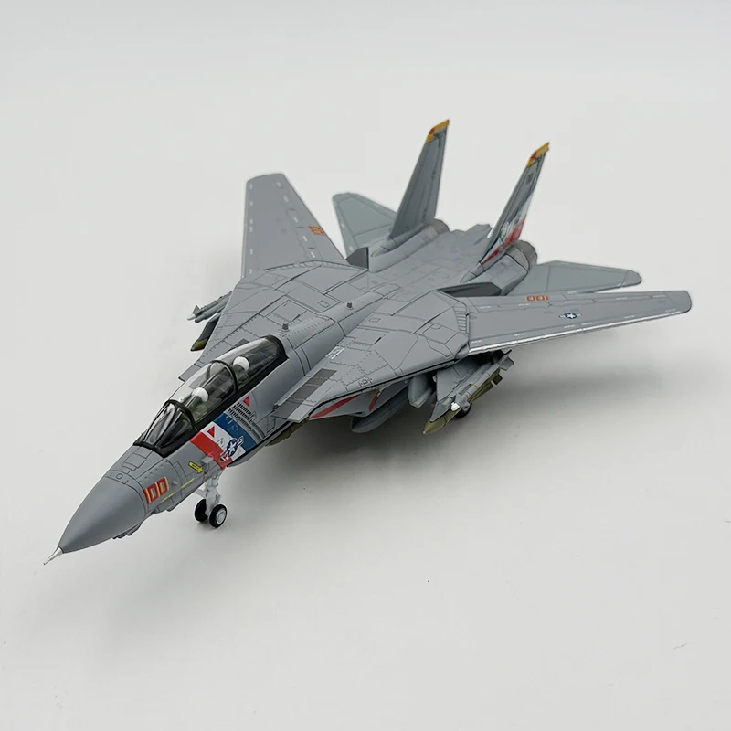 Diecast Metal 1/100 Scale US NAVY F-14D F14 VF-2 Military Aircraft Model Collection Variable Wing Mode Fighter Moldel Toy