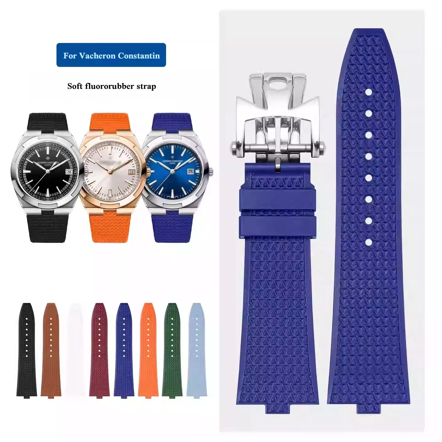 Bracelet à dégagement rapide 24x7MM en FKM pour montres Vacheron Constantin Overseas 4500V 5500V 7900V, bracelet de montre en fluororubber