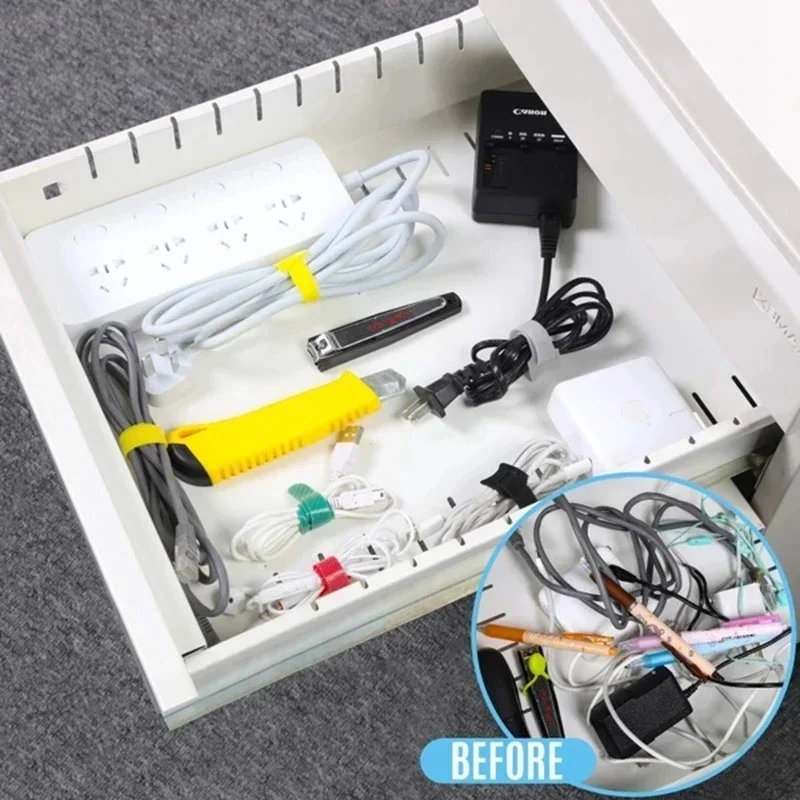 10/30/50PCS USB Cable Organizer Winder Ties Wire Management Holder Reusable Clip Protector Nylon Strap Mouse Earphones Hoop Tape view 3