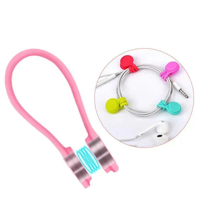 3pcs Silicone Cable Organizer Magnetic Earphone Cable Clips USB Data Line Holder Charging Cord Cable Winder Desk Accessories