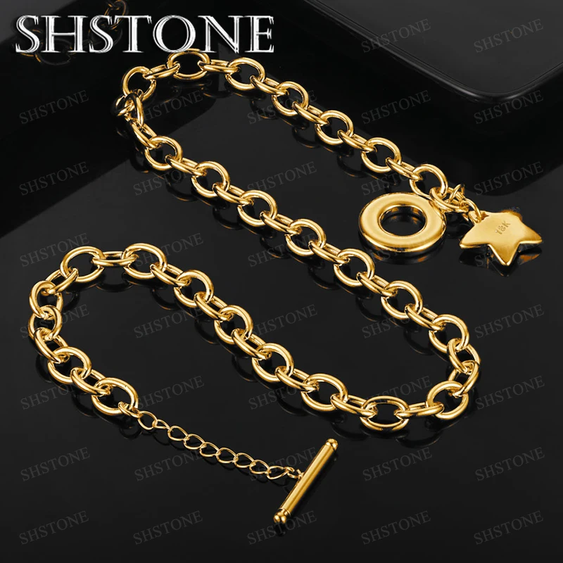 

45cm 18k Gold Star Pendant Necklace For Women Party Birthday Christmas Gifts Niche Exquisite Cute Jewelry Fashion Accessories