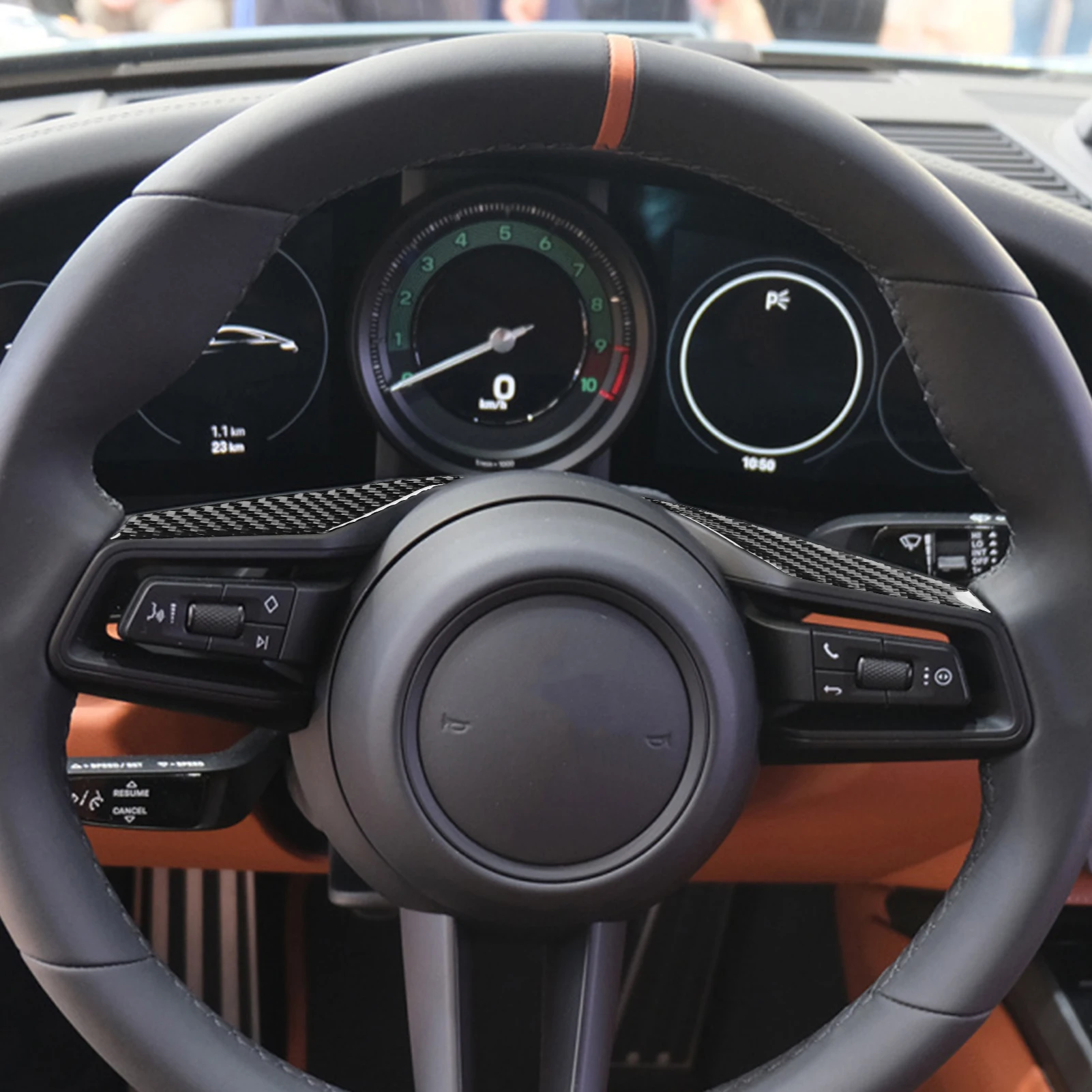 Carbon Fiber Steering Wheel Speedometer Pad Interior Cover Trim Modified Sticker Car Accessories For Porsche 911 992 2019—2024