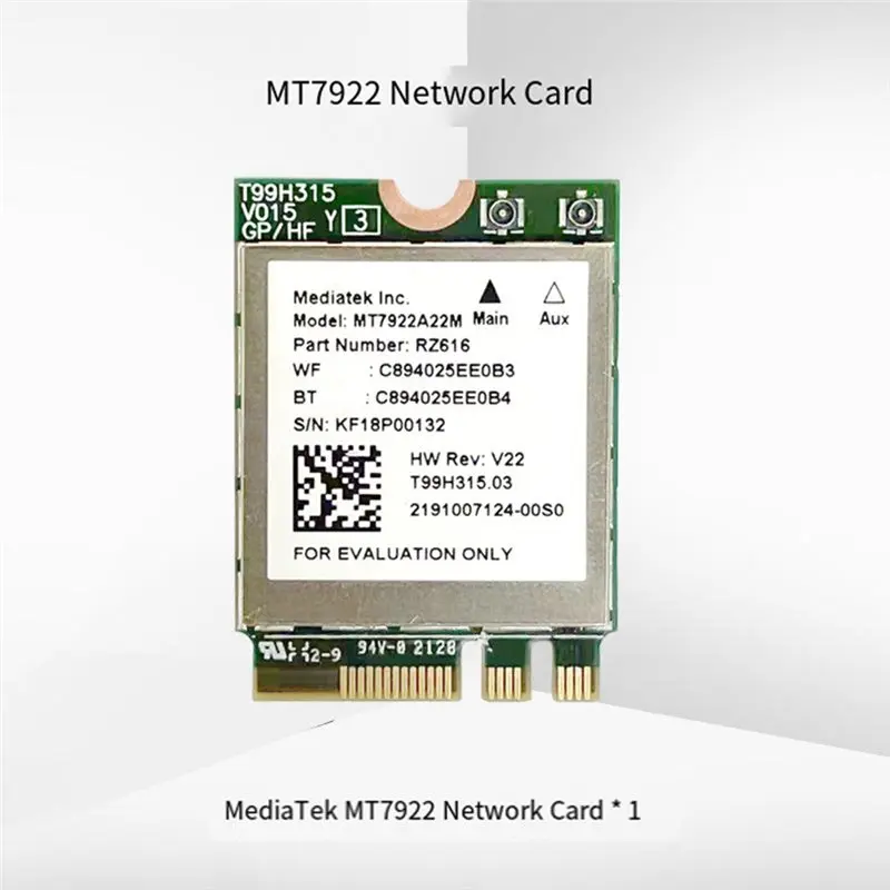 Reliable-MT7922 Wifi 6E Wireless LAN Card 2400Mbps Wifi Network Card 2.4G 5G 6G 802.11AX Bluetooth 5.3 MU-Mimo M. 2 NGFF Adapter