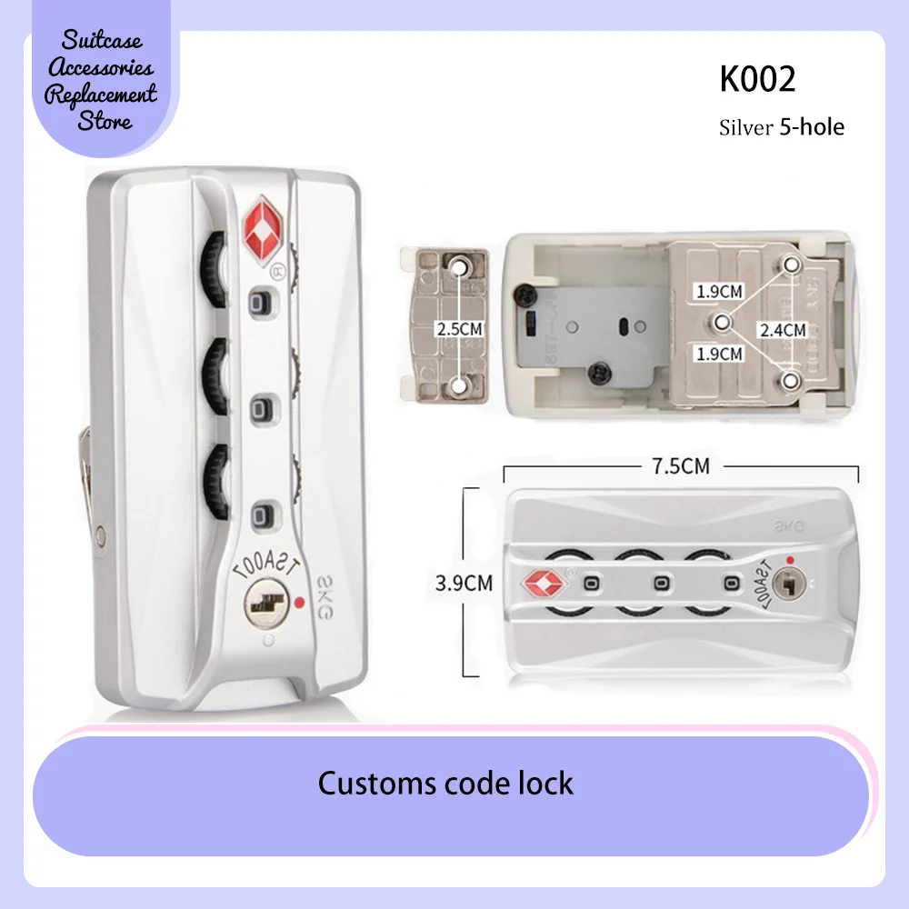 Luggage lock Accessories TSA007 Customs lock Aluminum frame Secure password Stylish pull bar box lock Travel box lock