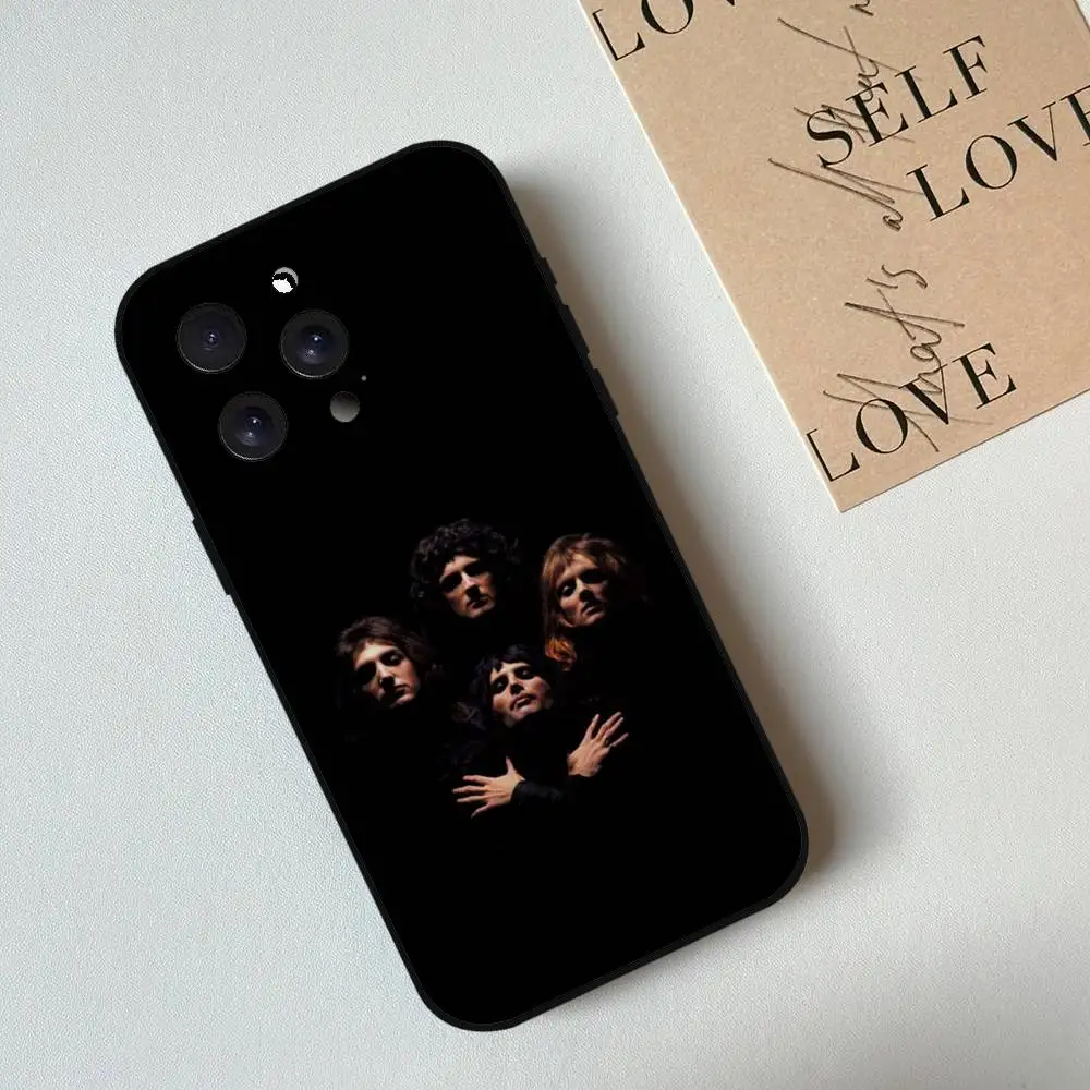 حافظة هاتف فريدي ميركوري كوين باند لهاتف آيفون 17,16,15,14,13,12,11 Plus,Pro,Max,XR,XS,X,7,8 Plus,Mini Black Silicone Soft