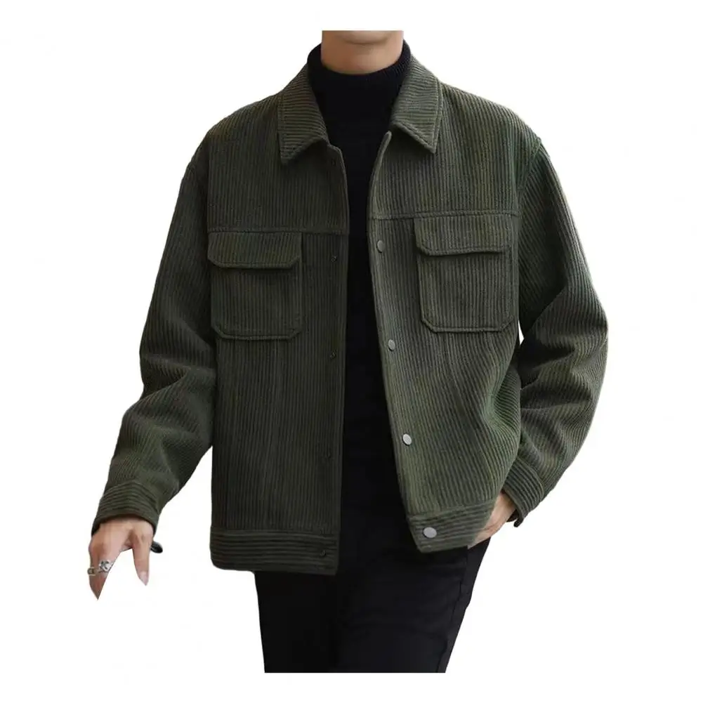 Jackets Male Corduroy Jacket Casual Button Down Shirts Long Sleeve Jackets Slim Korean Jacket for Men