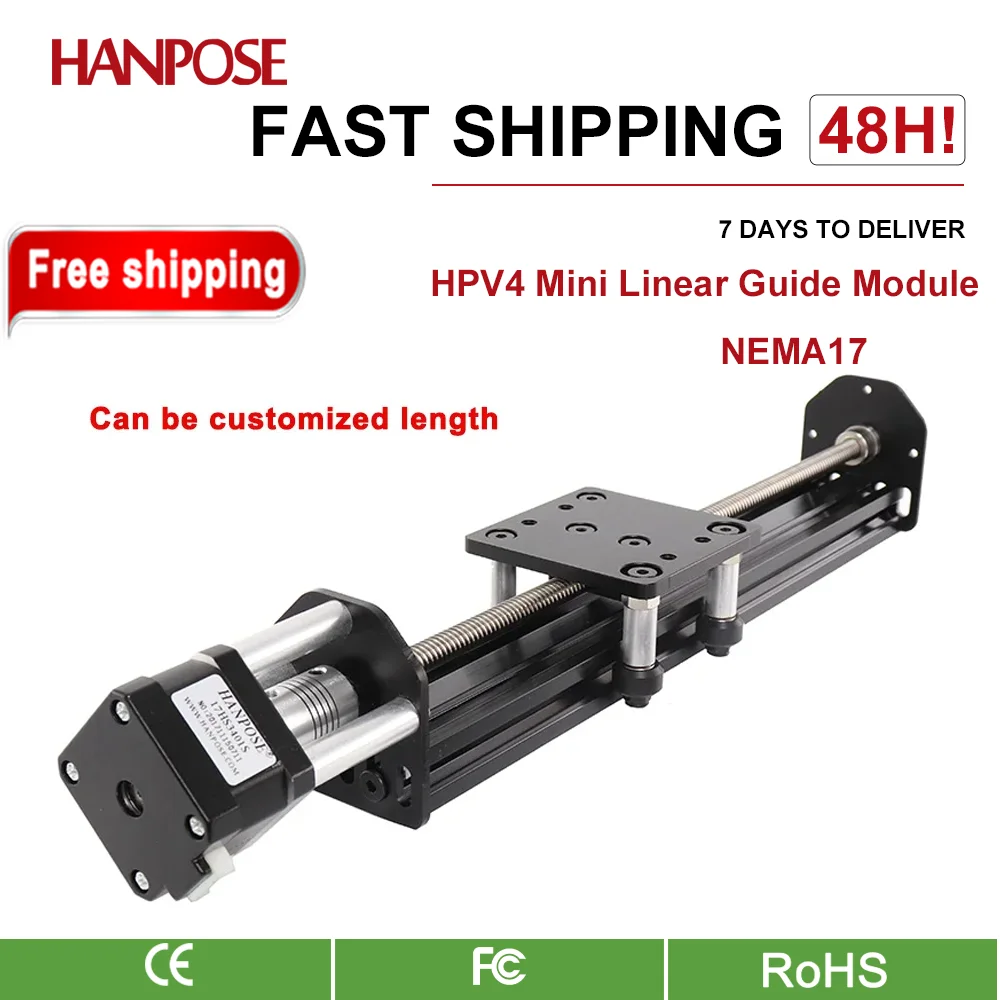 NEW Openbuilds HPV4 Mini V linear actuator Linear module 100mm with motor NEMA17 17hs3401S stepper motor for Reprap 3D printer