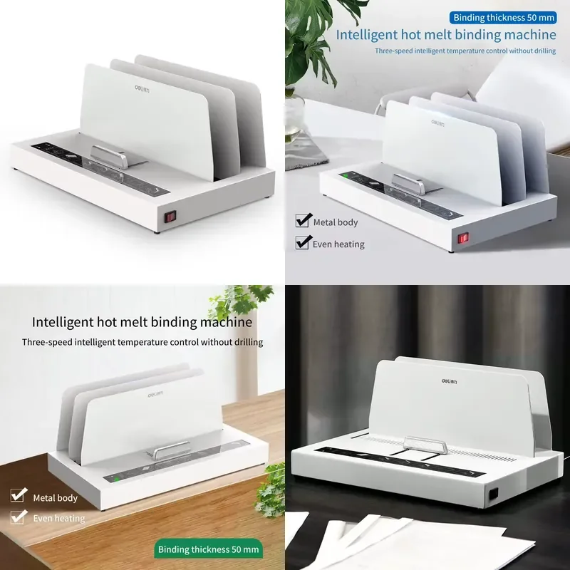 Fully Automatic 40mm Hot Melt Binding Machine for Tender Documents Wireless and Manual Power for Contract Envelope Binding