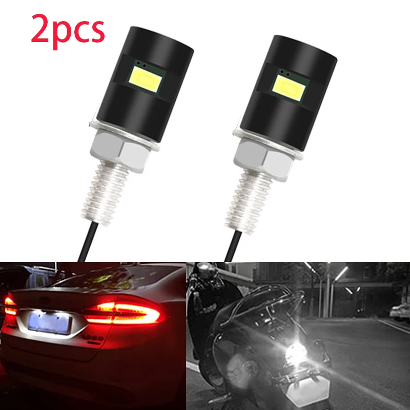 

2pcs/lot Car Auto Motorcycle Tail Number Universal Screw Bolt Light 12V SMD 5630 License Plate lamp White LED Car Accessories