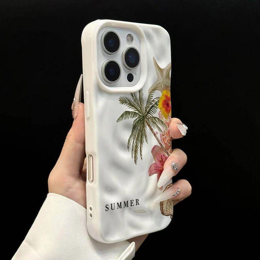 Sommerliche Küstenästhetik Handyhülle für iPhone 17 16 15 14 13 12 11 Pro Max 14 Plus 17 Air Falten-Wellen Weiche Silikonhülle – Detail 8