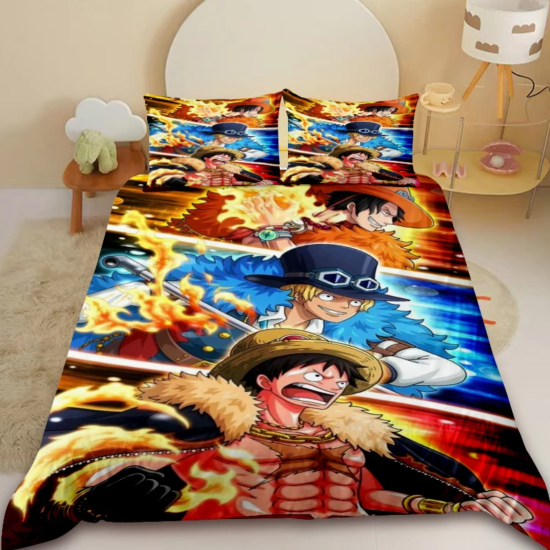

Luffy Kids Duvet Cover One Piece Anime Cartoon Bedding Set Quilt Cover Full King Size for Bedroom Decor Best Gifts