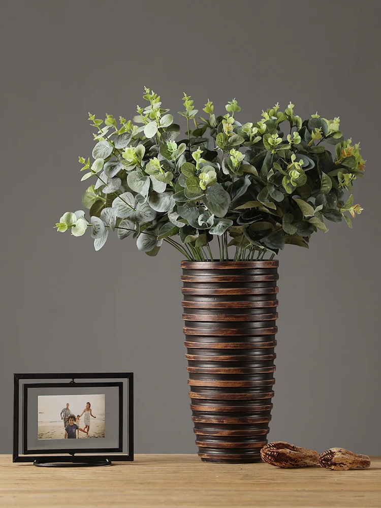 

Напольная ваза для цветов в скандинавском стиле, современная минималистичная роскошная декоративная ваза для гостиной, украшение для тумбы под телевизор, предметы домашнего декора.