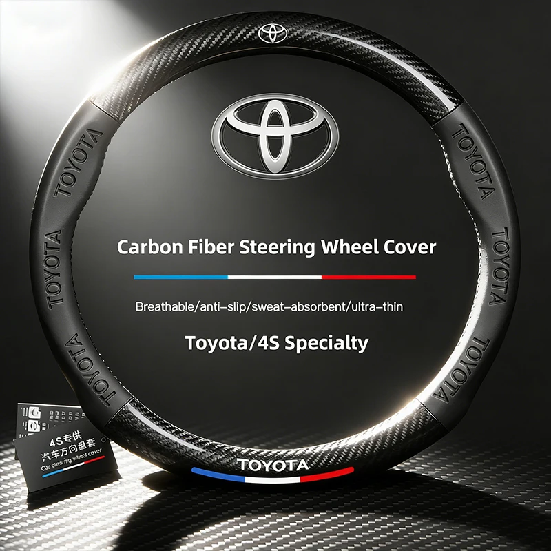 Auto Lenkrad Abdeckung Carbon Faser Echtes Leder Griff Abdeckung Für Toyota 86, Mirai Supra Prado Alphard Crown Vellfire Venza