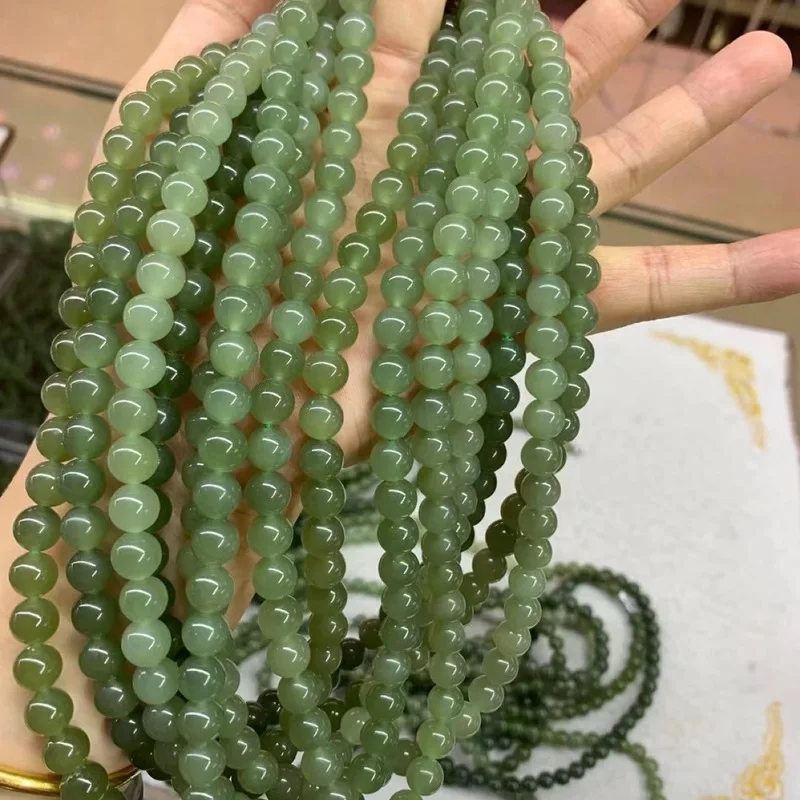 Hetian Jade 108 Qinghai Material 8Mm Buddha Bead Necklace, Bracelet, Beads, Accessories, Components
