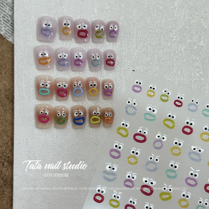 1Pc Kawai 5D Funny Nail Art Stickers Jelly Self Adhesive DIY Decals Nail Art Decoration Slider Manicure Accessories TA251