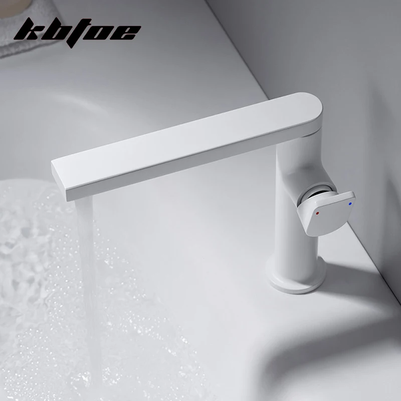 

White/Gun Grey Brass Washbasin Faucet 360° Rotatable Bathroom Hot Cold Vanity Sink Mixer Tap Modern Luxury Deck Moutend Crane