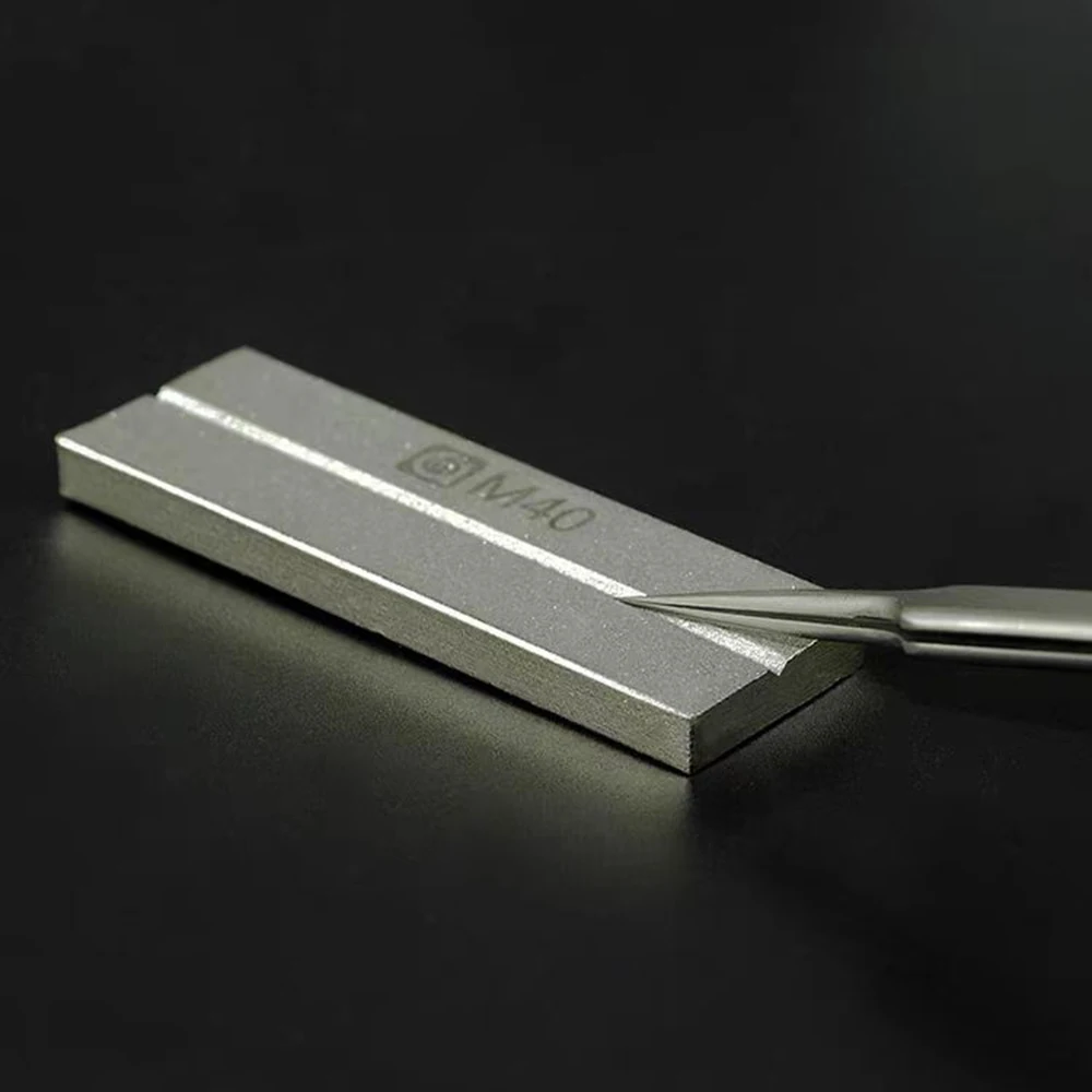 AMAOE M40 Double Side Grindstone for Correction Tweezers Soldering Tip Grinding Blade Gold Steel Whetstone Phone Repair Tool Set