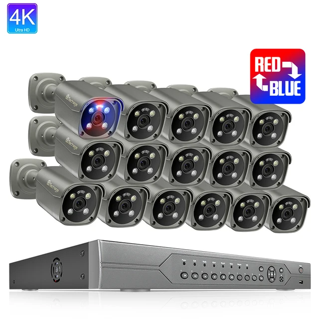Top 4K Security Cameras Systems 16Channel 8Mp Surveillance Business Cctv Camera H.265 Poe Nvr Kit