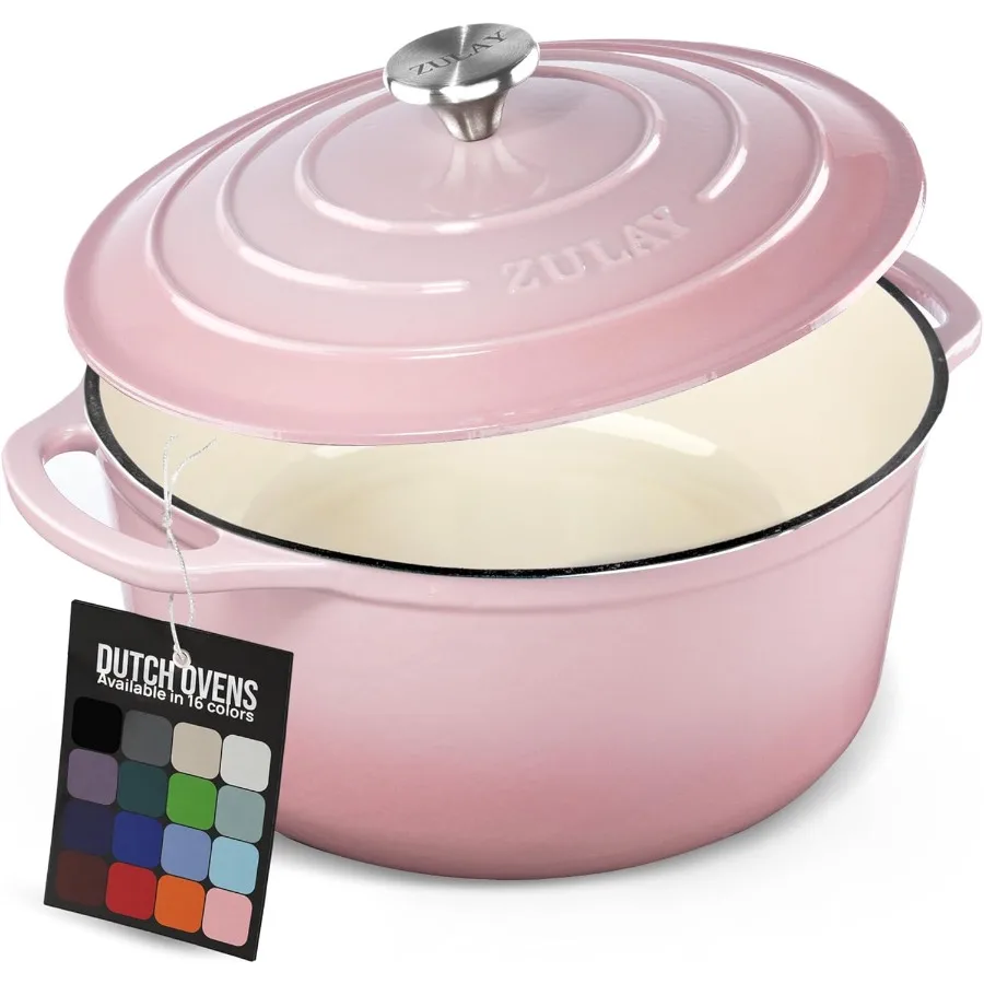 

6 Quart Enameled Cast Iron Dutch Oven Pot with Lid Premium Durability Oven Safe up to 500F Heavy Duty Cookware Perfect for Brea