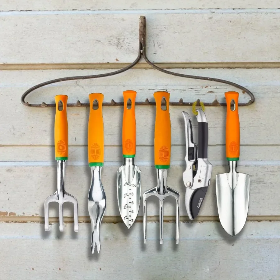 

12-Piece Aluminum Garden Tools Set with Apron, Gardening Kit with Storage Pocket for Weeding & Planting, Outdoor Gift Set