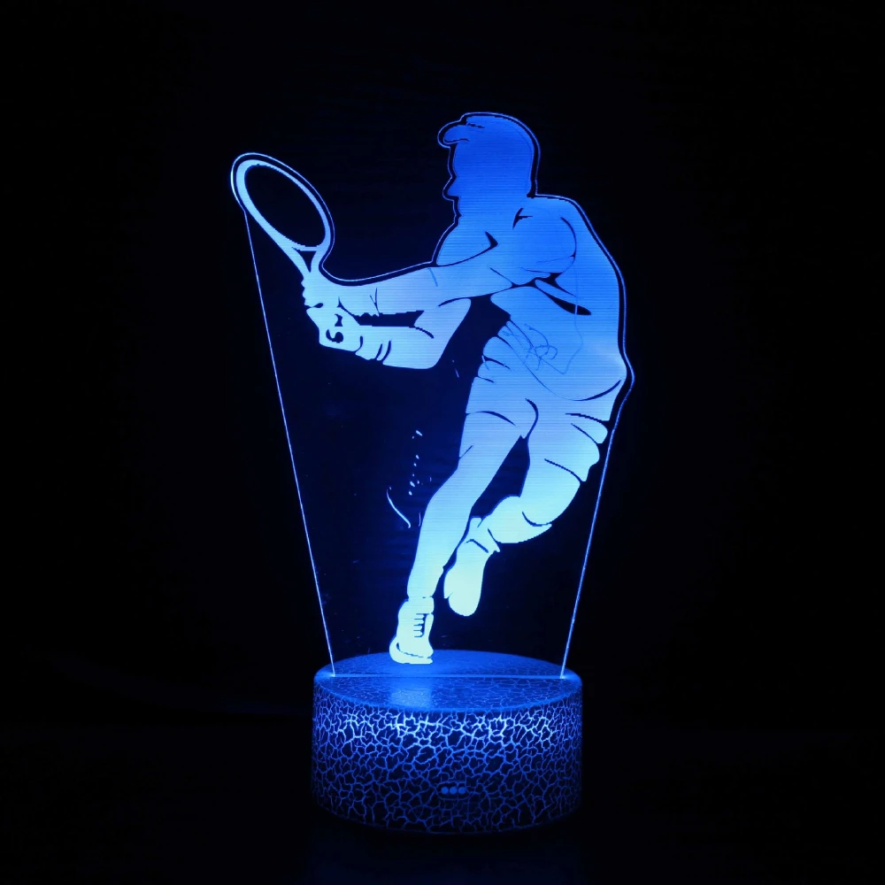 Acrylic Tennis Sports 3D Illusion lamp LED Night Light for Kids Bedroom Bedside Table Decoration Sleep Gift for Chid Nightlight