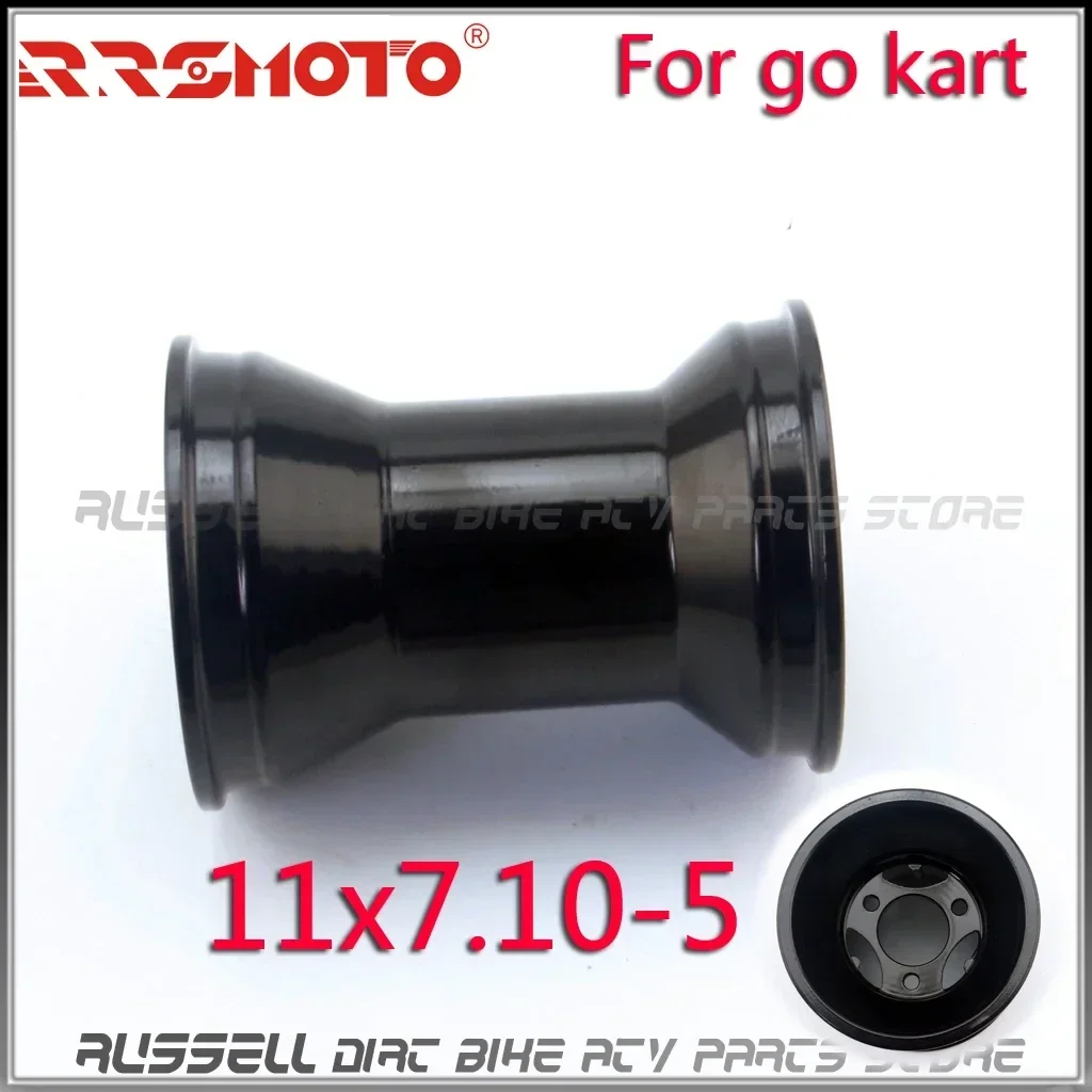 Preto/prata go karting 5 polegadas liga de alumínio aro traseiro 11x7.10-5 go kart corrida golf buggy deriva trike 5"