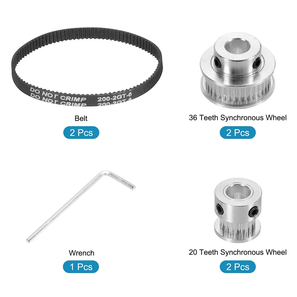 2PCS 2GT Aluminum Timing Pulley Kit 20&36 Teeth 8mm Bore For Smooth Motion Control Robotics For 3D Printer CNC DIY