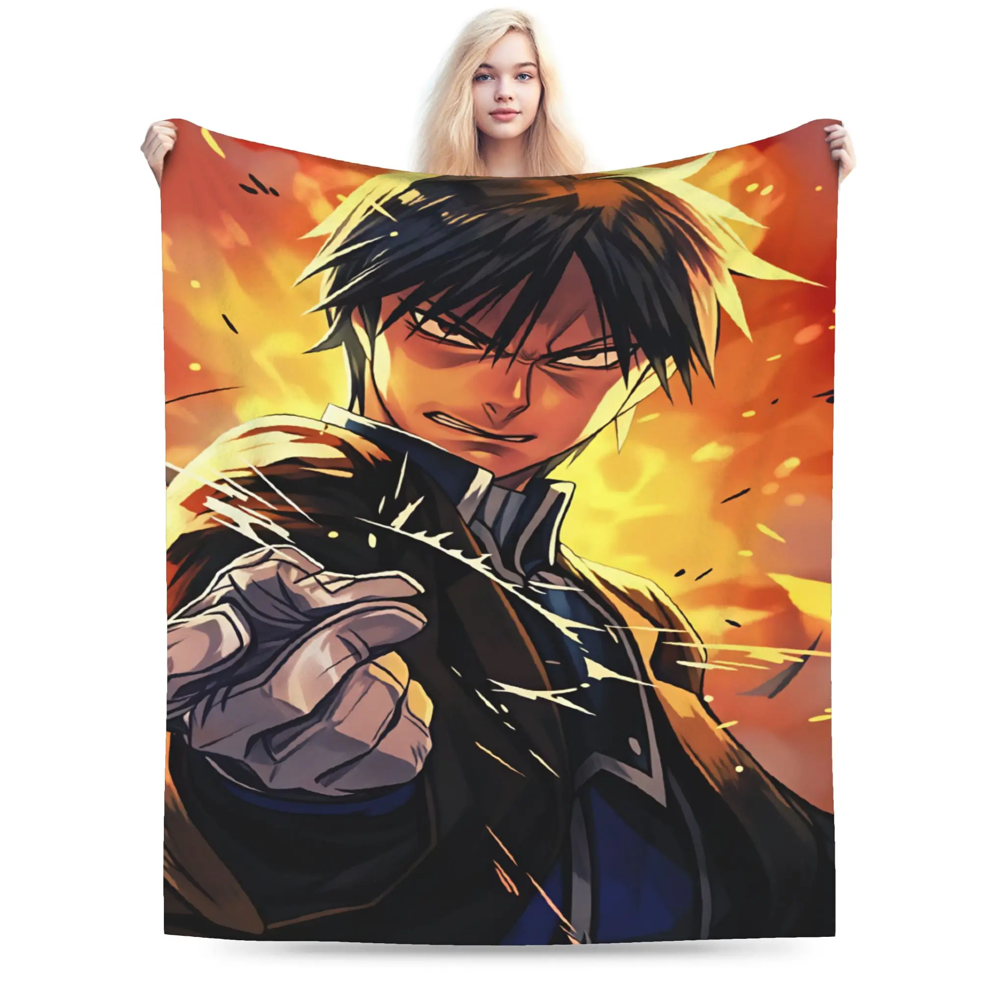 Roy Mustang Blanket Quality Super Soft Fullmetal Alchemists Throw Blanket Winter Travel Car Home Decor Print Bedspread