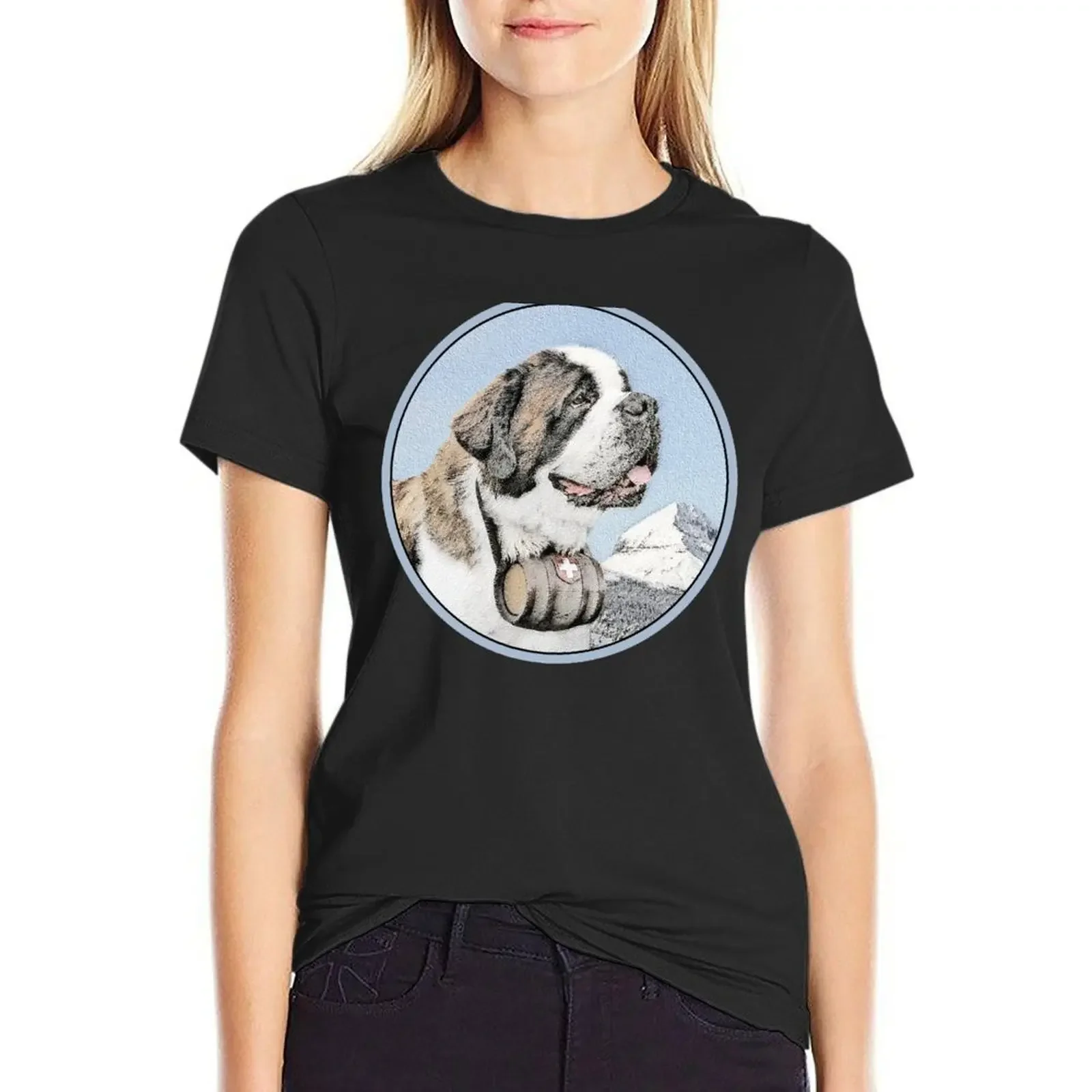 

Saint Bernard T-Shirt graphics hippie clothes workout shirts for Women loose fit