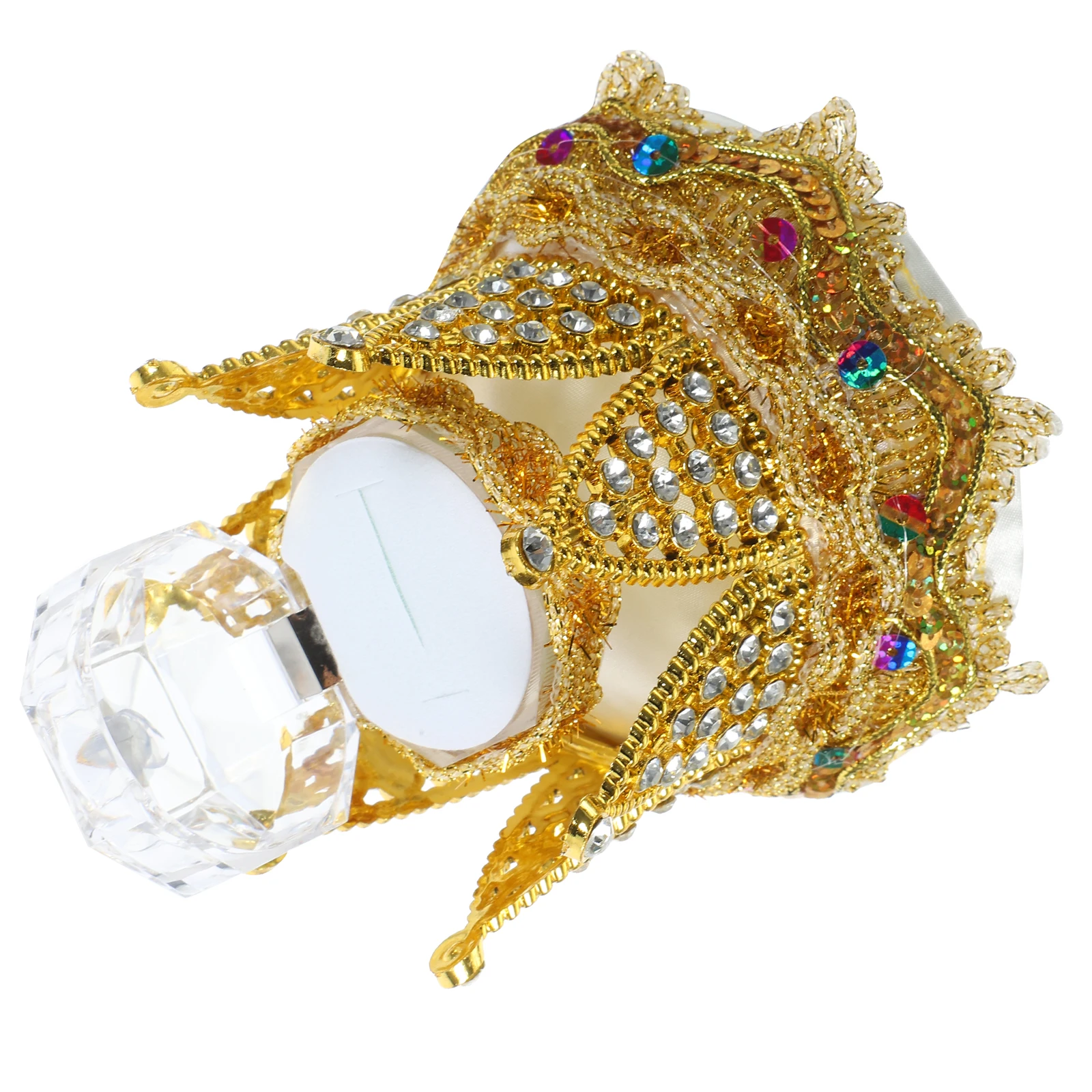 

Crown Ring Box Wedding Proposal Engagement Ring Holder Portable Jewelry Storage Box for Valentine's Day Anniversary Elegant