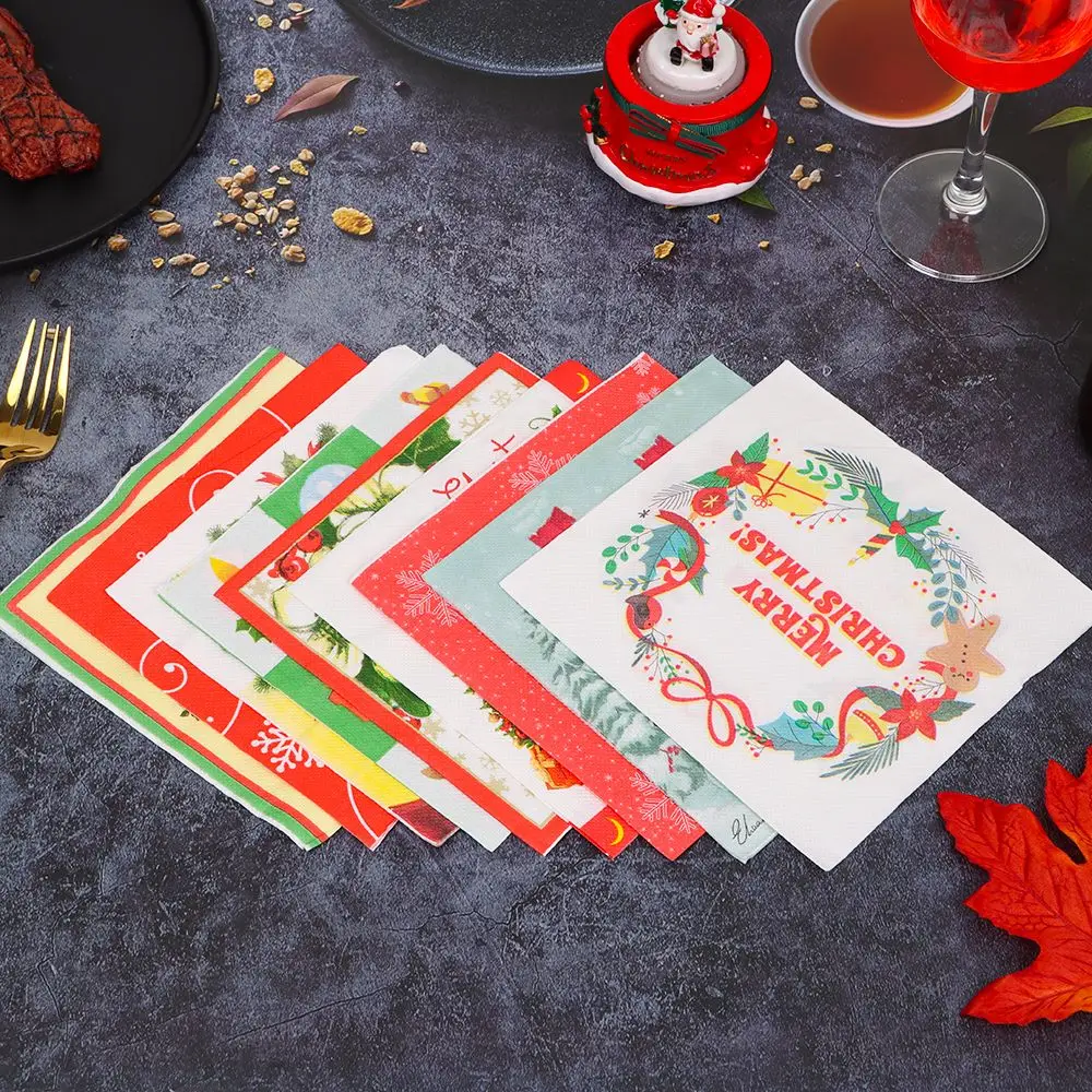 المتاح حفلة عيد الميلاد المائدة ، المناديل الورقية ، نمط المطبوعة المنديل ، عيد الميلاد وحفلة السنة الجديدة ، 20 قطعة للحزمة الواحدة