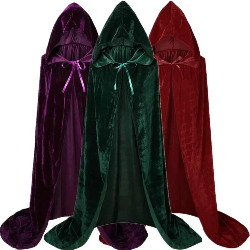 Movie Hocus Pocus 2 Witch Cloak Hooded Mary Sarah Winifred Sanderson Sister Cosplay Costume Halloween Adult Kids Long Party Cape