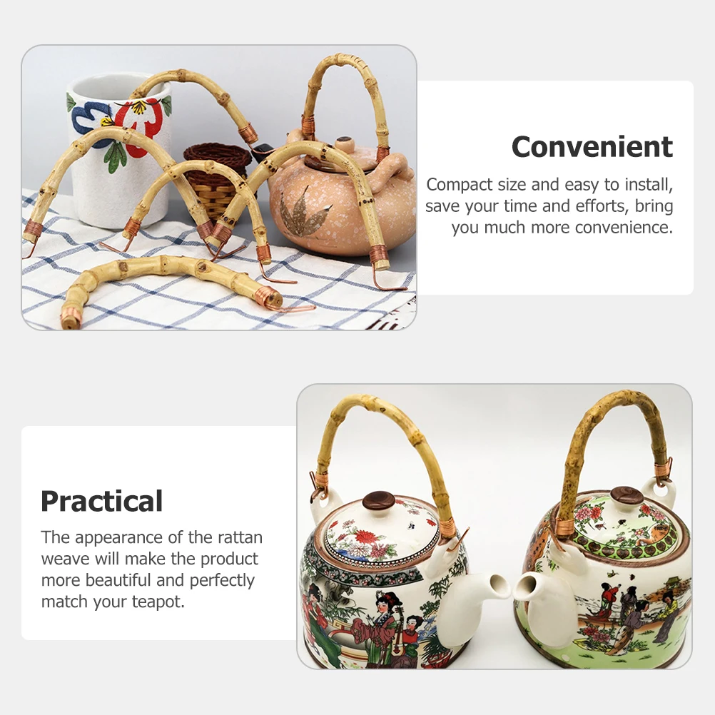 

4pcs Rattan Teapot Handles Kettle Replacement Grips Ceramic Teakettle Handle Decorative Replaceable Teapot Accessories Household