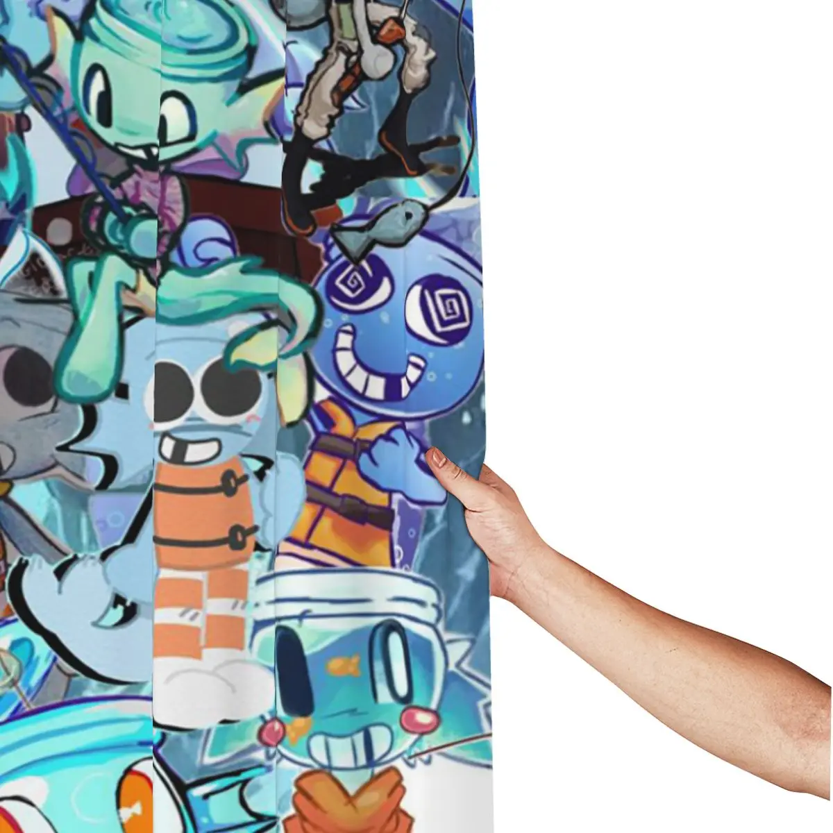 

Занавеска для душа Finn Cartoon Novelty Dandy's World, полиэстеровая, водонепроницаемая, с крючками