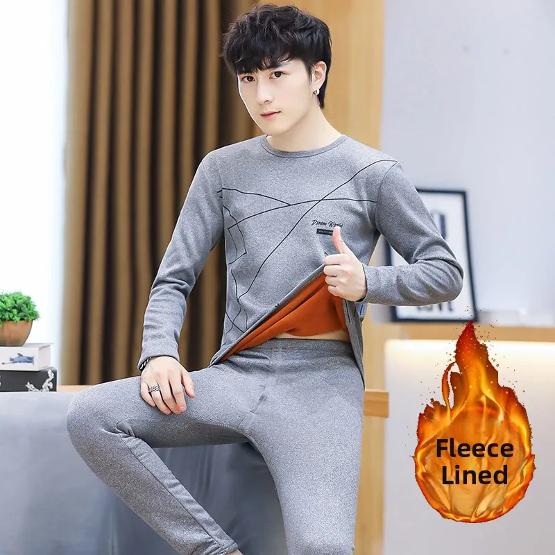 

Men's Fce Lined Thi Warm Pants Winter New Sle Youth Student Set Long Trousers Inner Wear Base Layer Autumn Pants