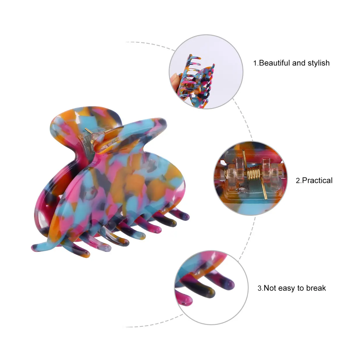 

Acetate Claw Clips Durable Vintage Barrettes Hair Accessories Women Girls Bangs Grabber Sturdy Decorative Gifts Hair Supplies