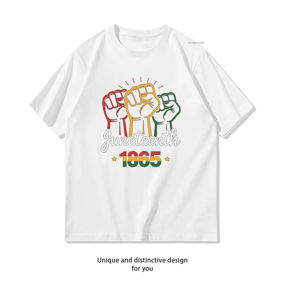 T-shirt Juneteenth 1865 avec motif poing d'unité afro-américaine, pour femme et homme, en coton, à manches courtes, pour l'été, pour adultes